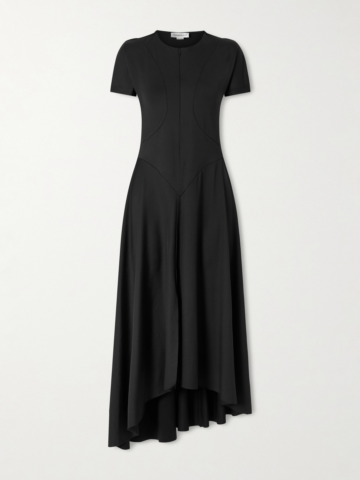 Victoria Beckham Stretch-jersey Zip-up Midi Dress In Black
