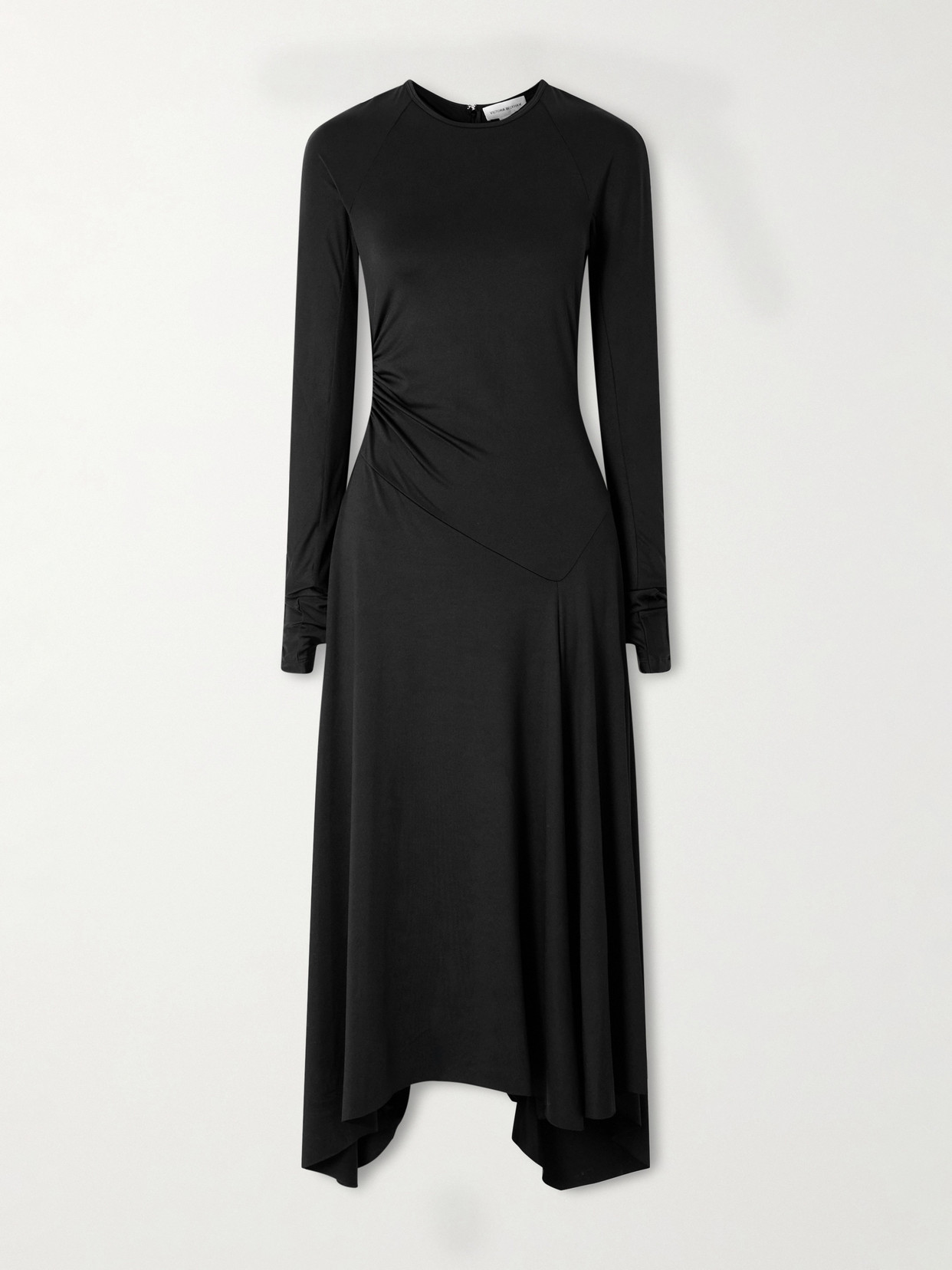 Victoria Beckham Long Sleeve Dress Asymmetric Hem Detail In Black