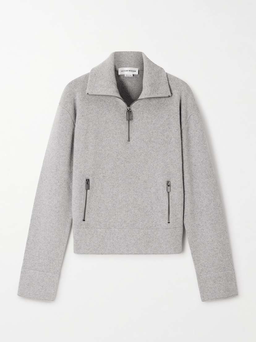 Victoria Beckham Milano Merino Wool And Cashmere-blend Half-zip Sweater