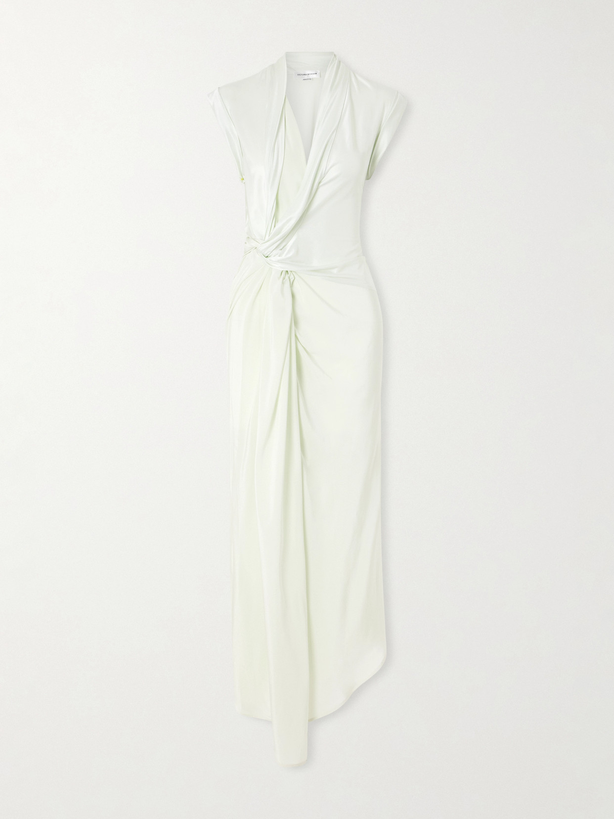 Victoria Beckham Asymmetric Twisted Satin Maxi Dress In White
