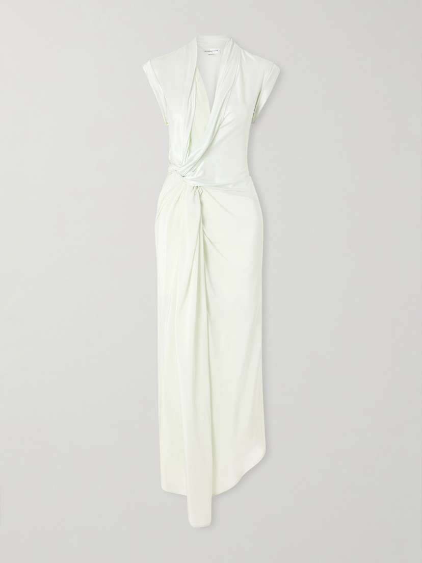 Victoria Beckham Asymmetric Twisted Satin Maxi Dress