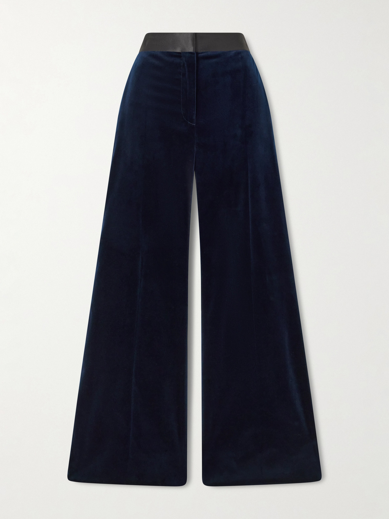 Victoria Beckham Alina Satin-trimmed Cotton-blend Velvet Wide-leg Pants In Multi