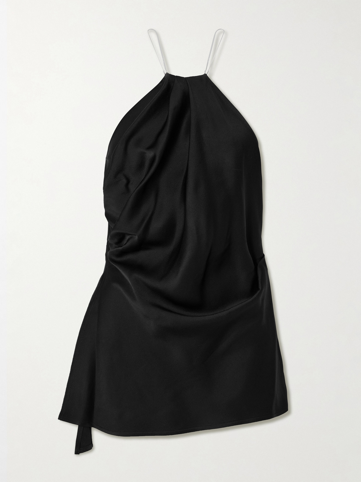 Victoria Beckham Chain-embellished Gathered Satin Top In Black