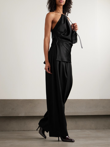 Victoria Beckham Chain-embellished gathered satin top