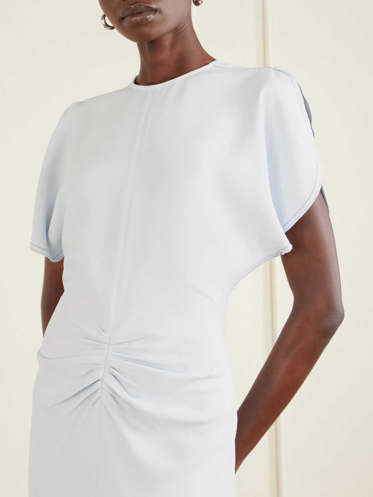 Victoria Beckham Pleated Dress In White