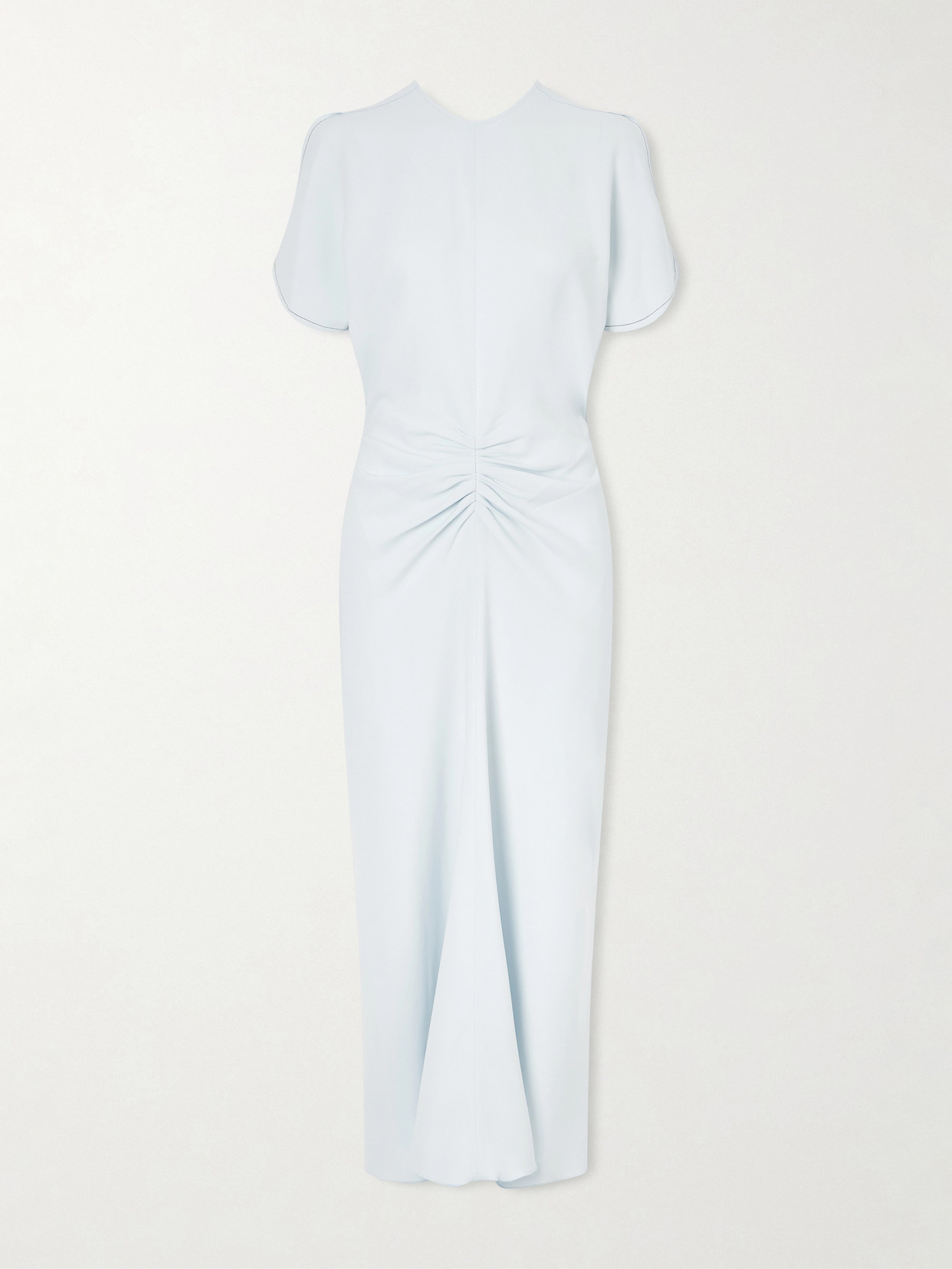 Victoria Beckham Gathered Crepe Midi Dress In Blue