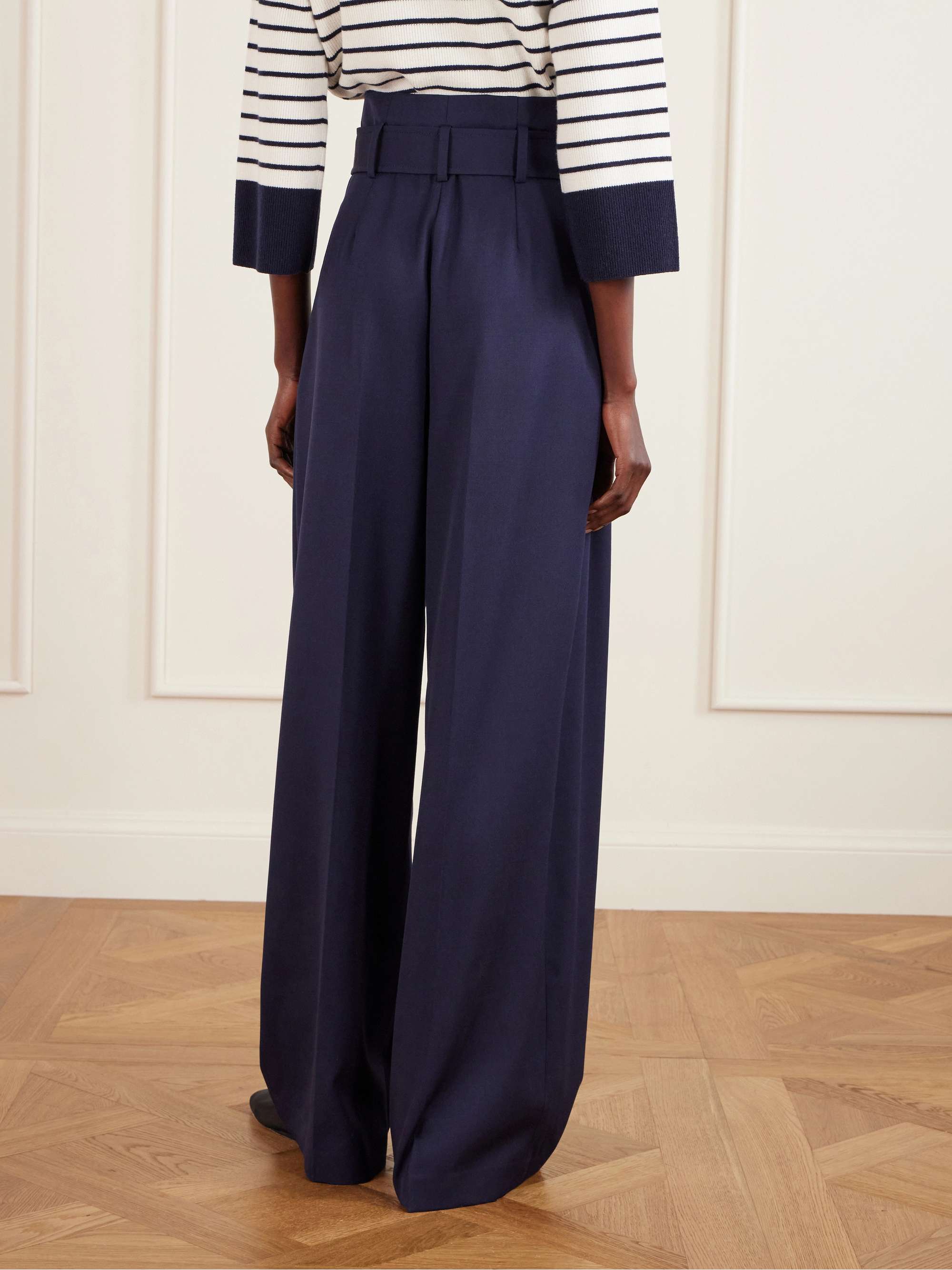 RALPH LAUREN COLLECTION Belted pleated wool-twill wide-leg pants  display picture 1