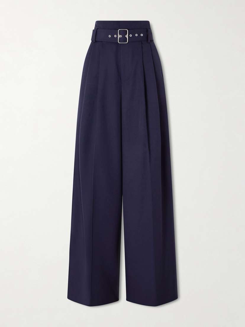 Ralph Lauren Collection Belted Pleated Wool-twill Wide-leg Pants