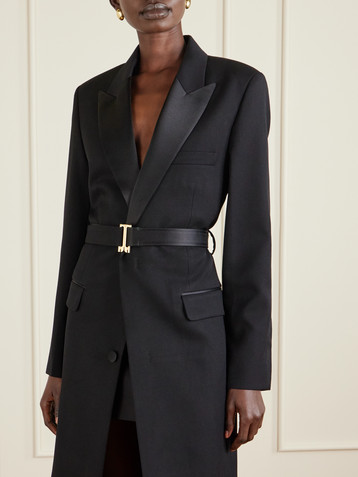 Victoria Beckham Belted satin-trimmed twill coat