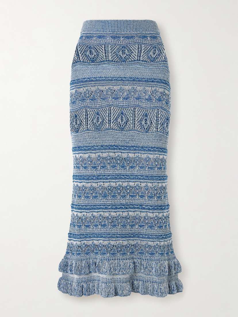 Etro Ruffled Crocheted Maxi Skirt