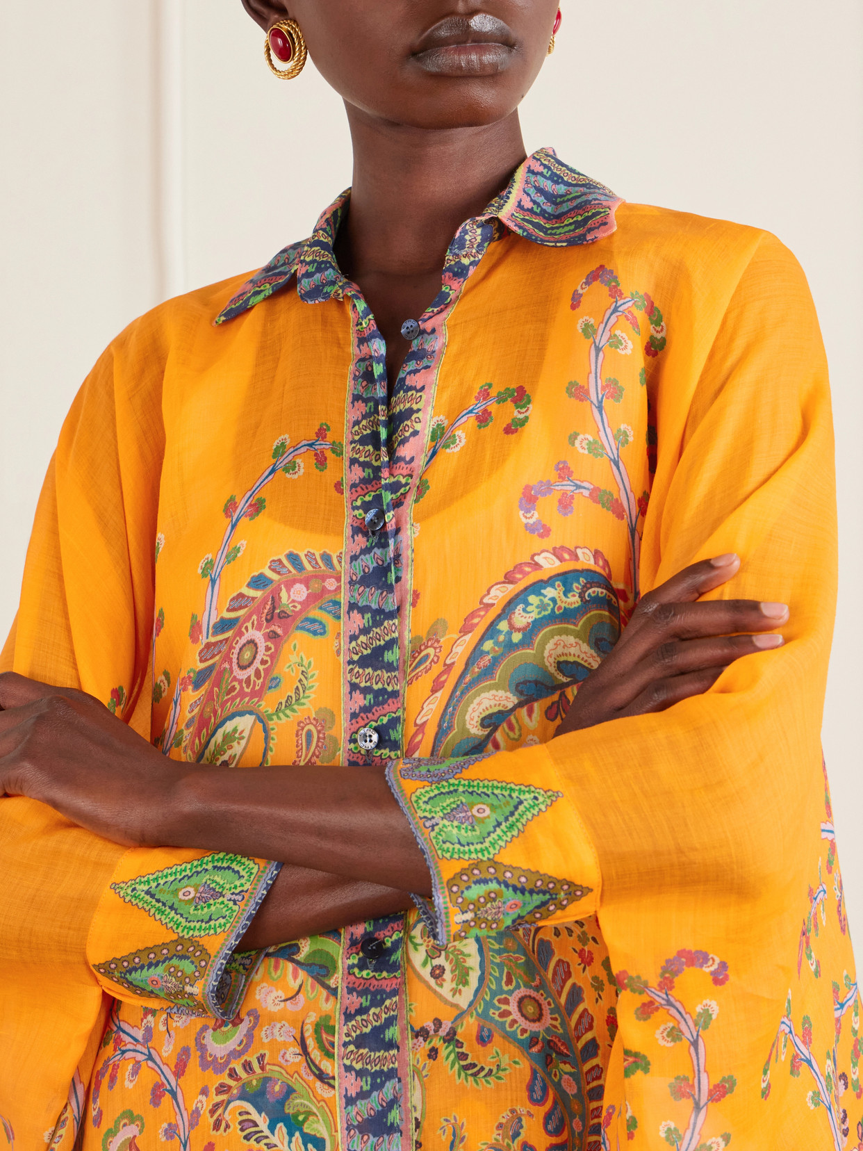 Etro Printed A-line Blouse In Orange