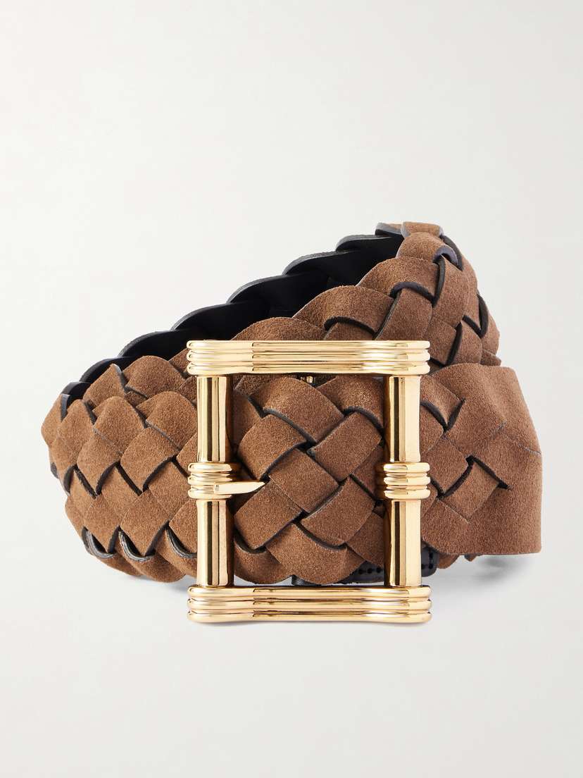 Etro Reversible Woven Suede And Leather Belt