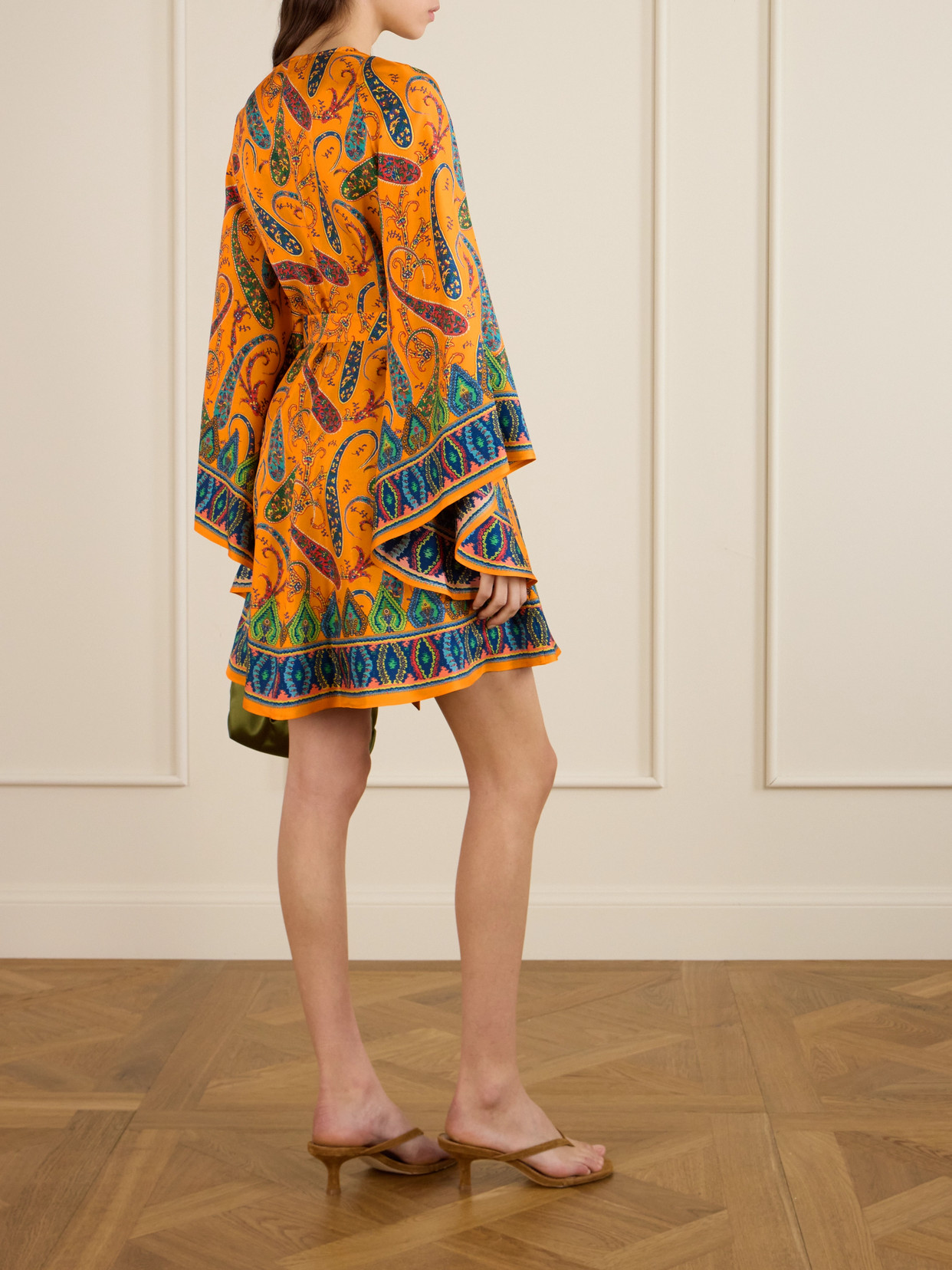 Etro Paisley Pattern Mini Dress With Belted Waist In Multi