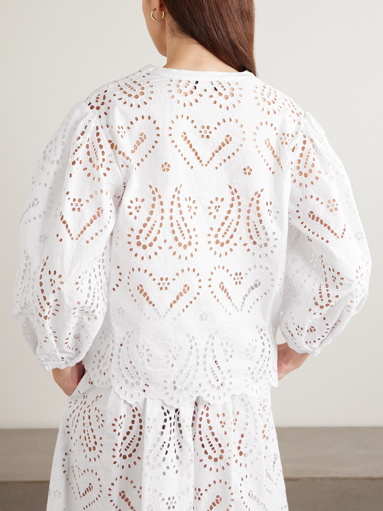 Scalloped Broderie Anglaise Cotton-Blend Poplin Blouse