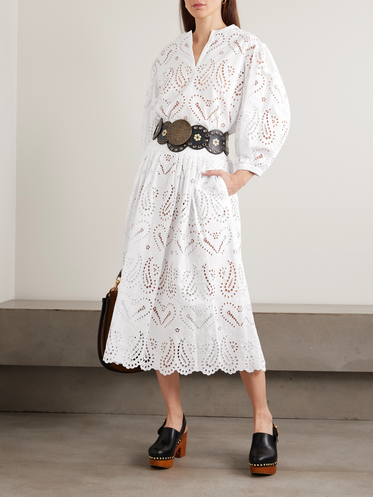 Scalloped Broderie Anglaise Cotton-Blend Poplin Blouse