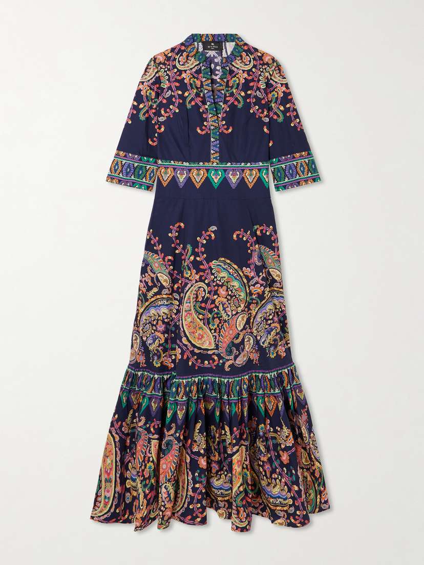 Etro Ruffled Tiered Paisley-print Cotton Maxi Dress