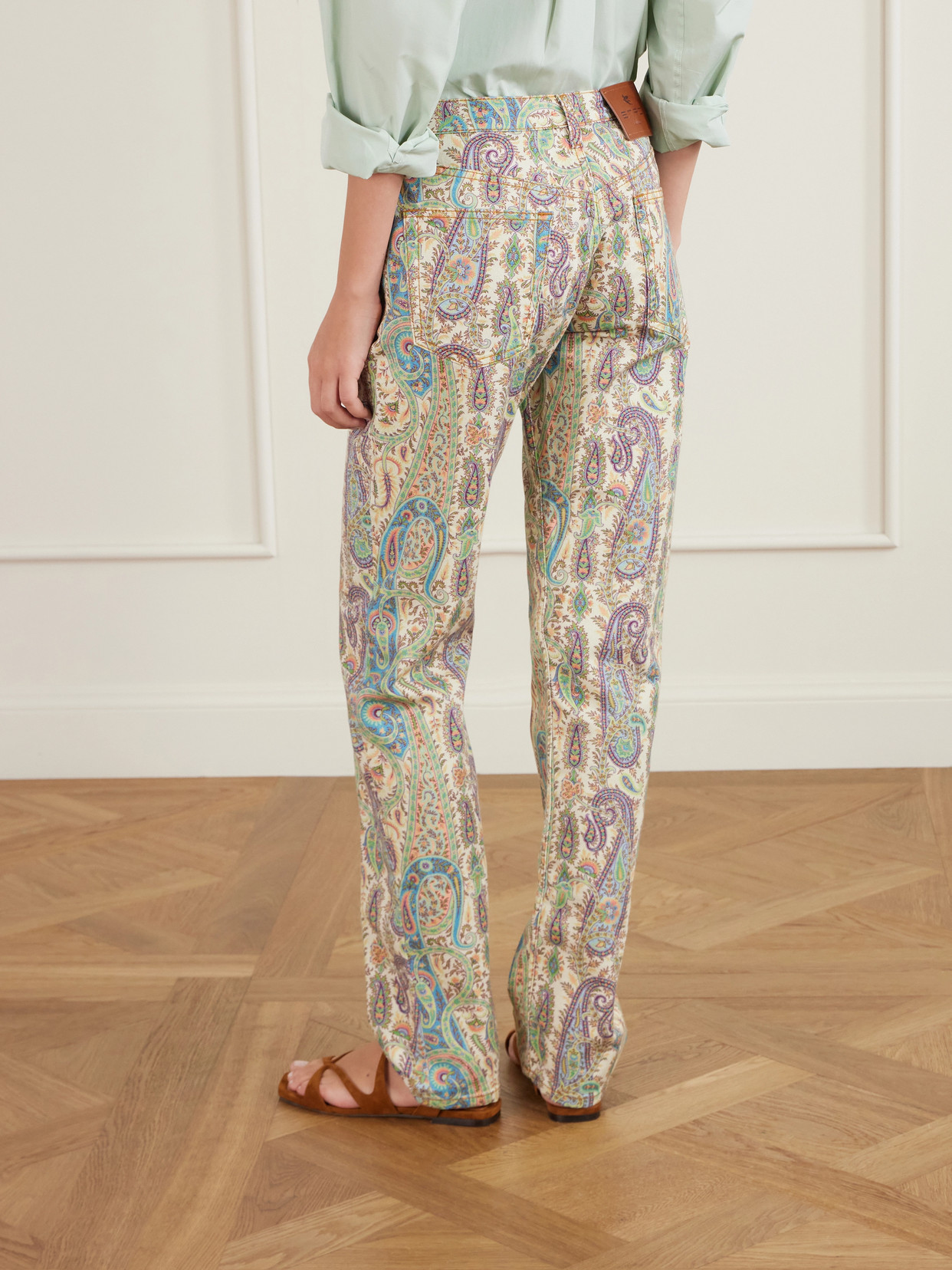Paisley-Print Straight-Leg Jeans
