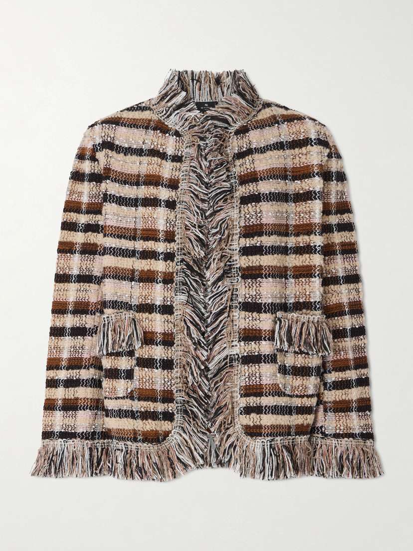Etro Fringed Checked Tweed Jacket