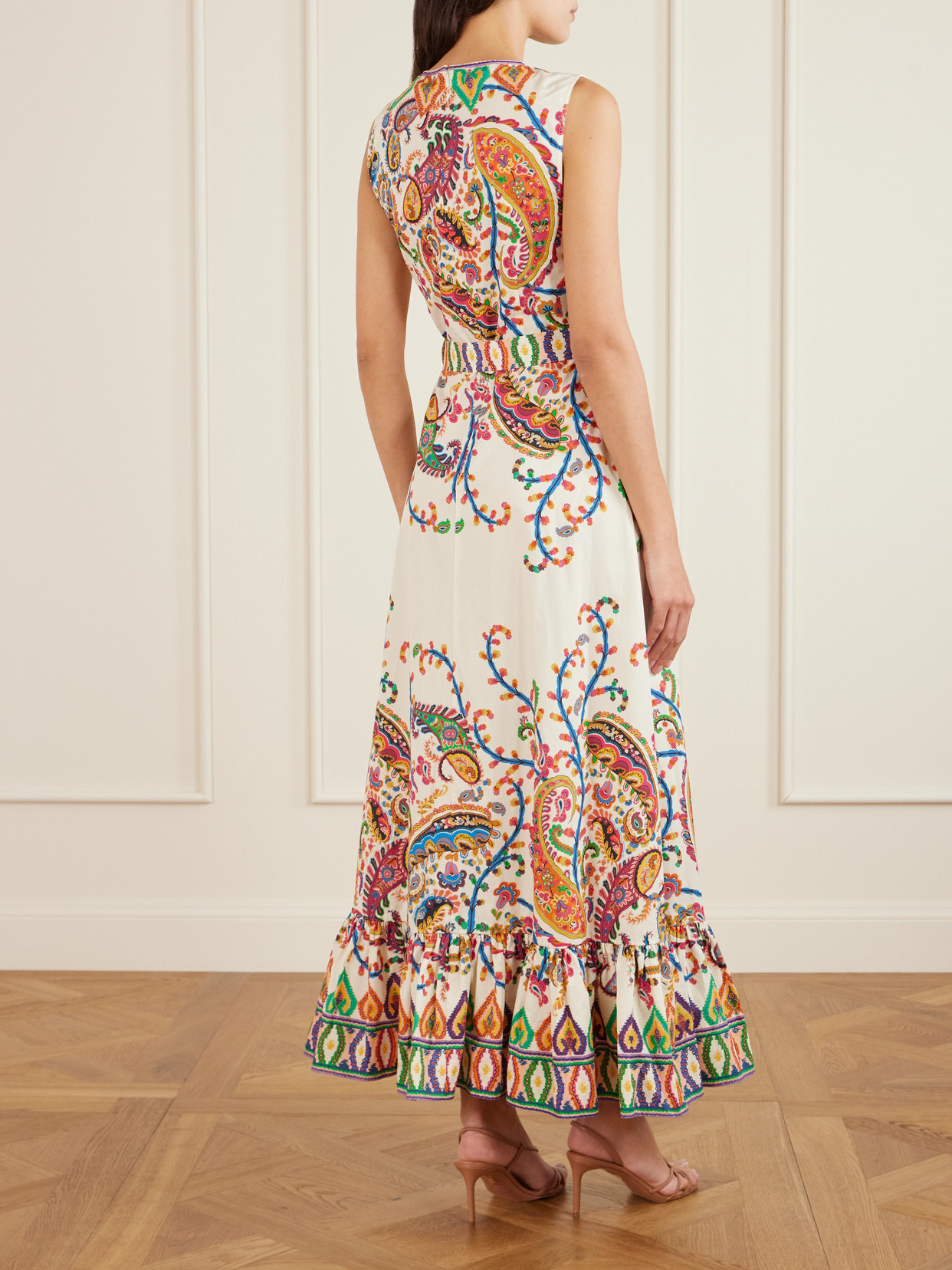 Etro Belted Printed Cotton Maxi Dress In Multi