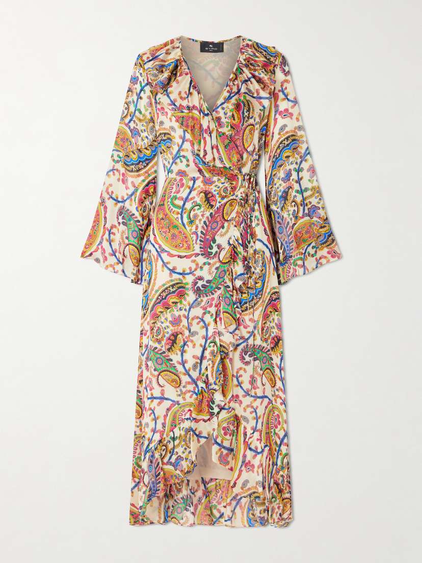 Etro Asymmetric Ruffled Paisley-print Silk Wrap Dress