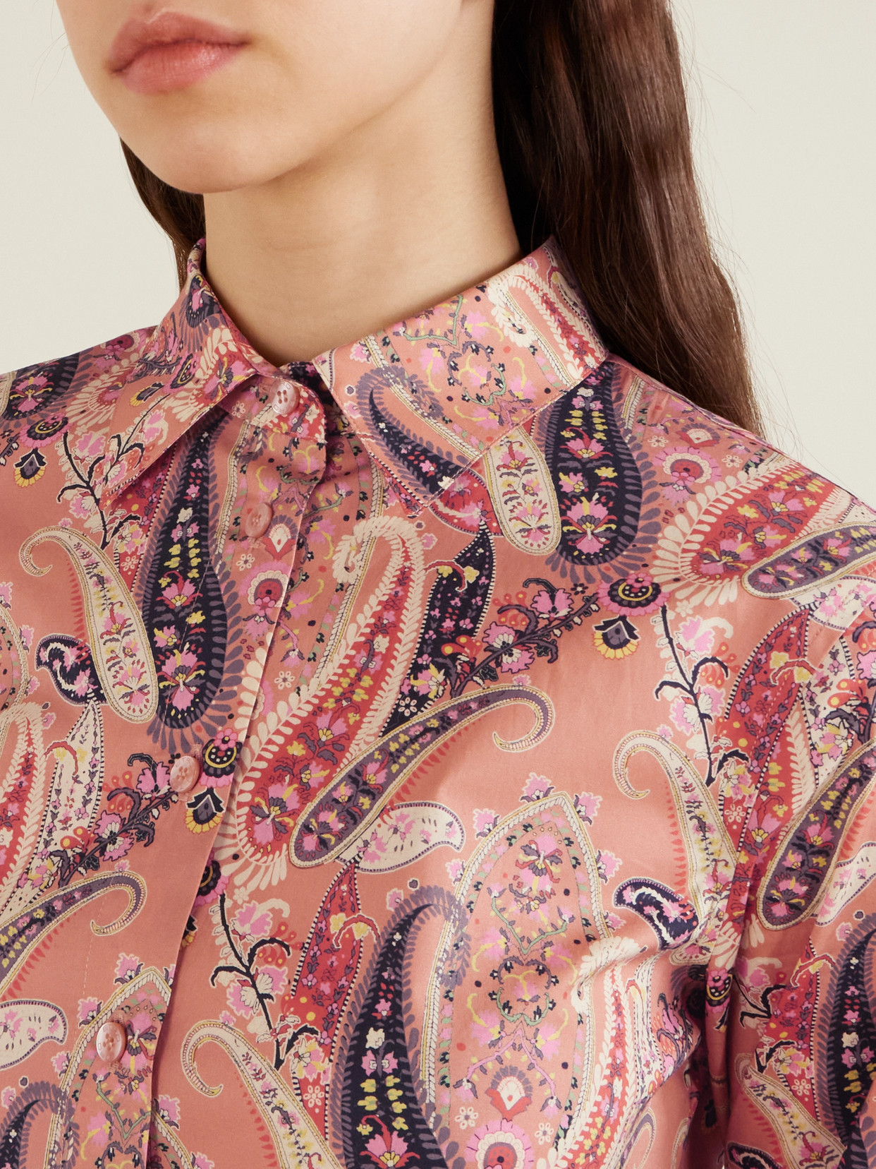 Etro Paisley-print Cotton-blend Poplin Shirt In Pink