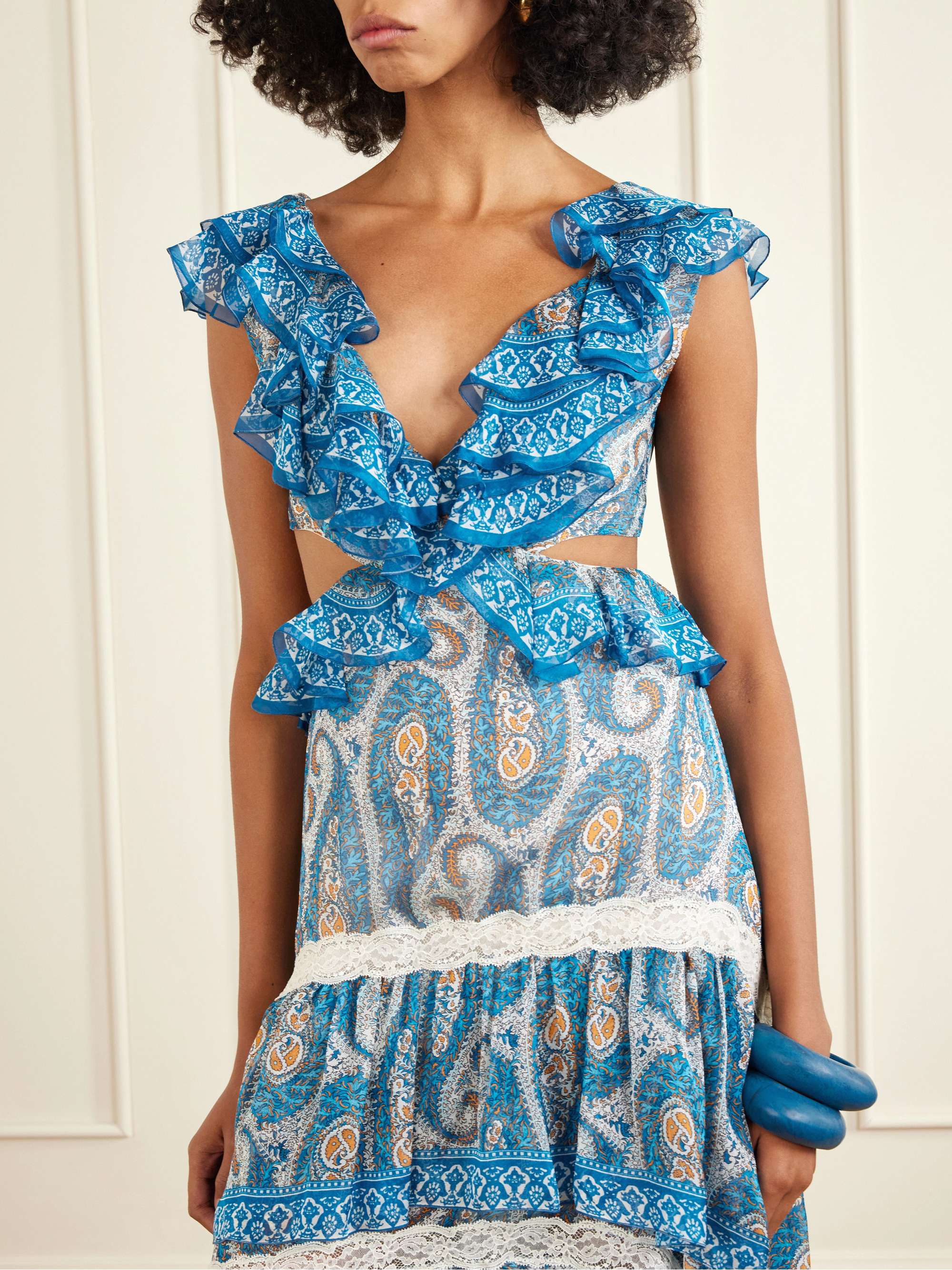 Etro Cut-out Ruffled Dress - Blue