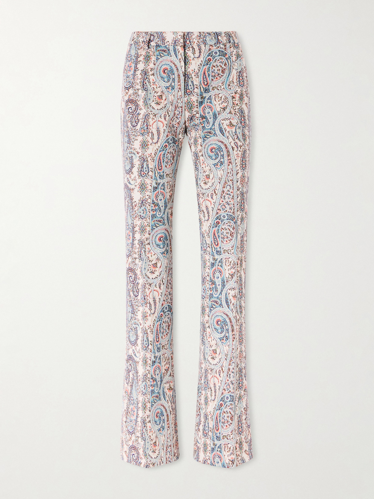 Etro Paisley-jacquard Cotton-blend Flared Pants In Multi