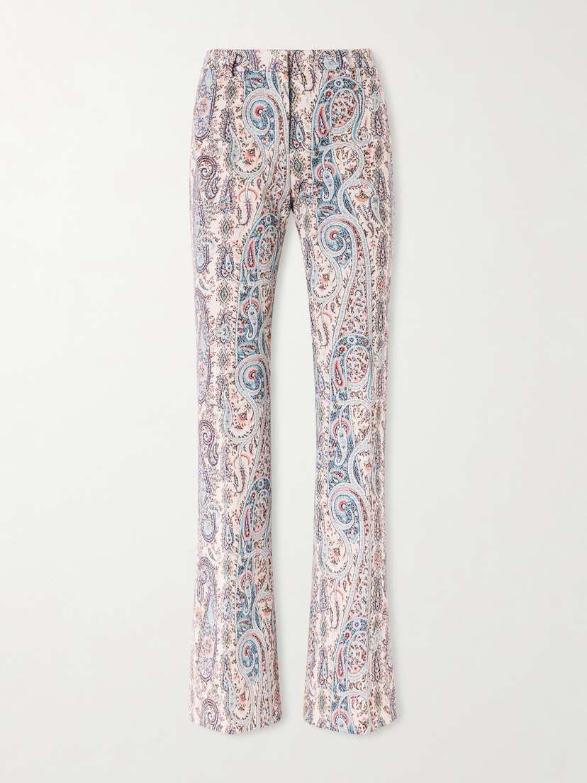 Etro Paisley-jacquard Cotton-blend Flared Pants