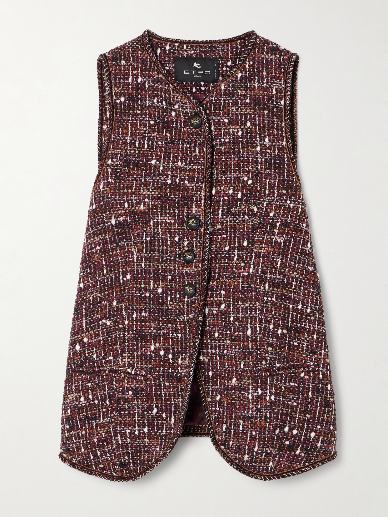 Piped Cotton-Blend Tweed Vest
