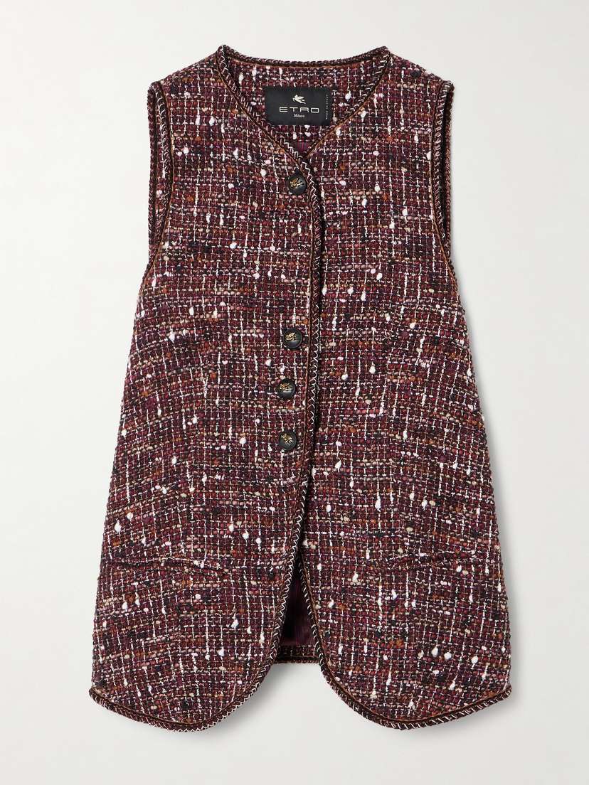 Etro Piped Cotton-blend Tweed Vest