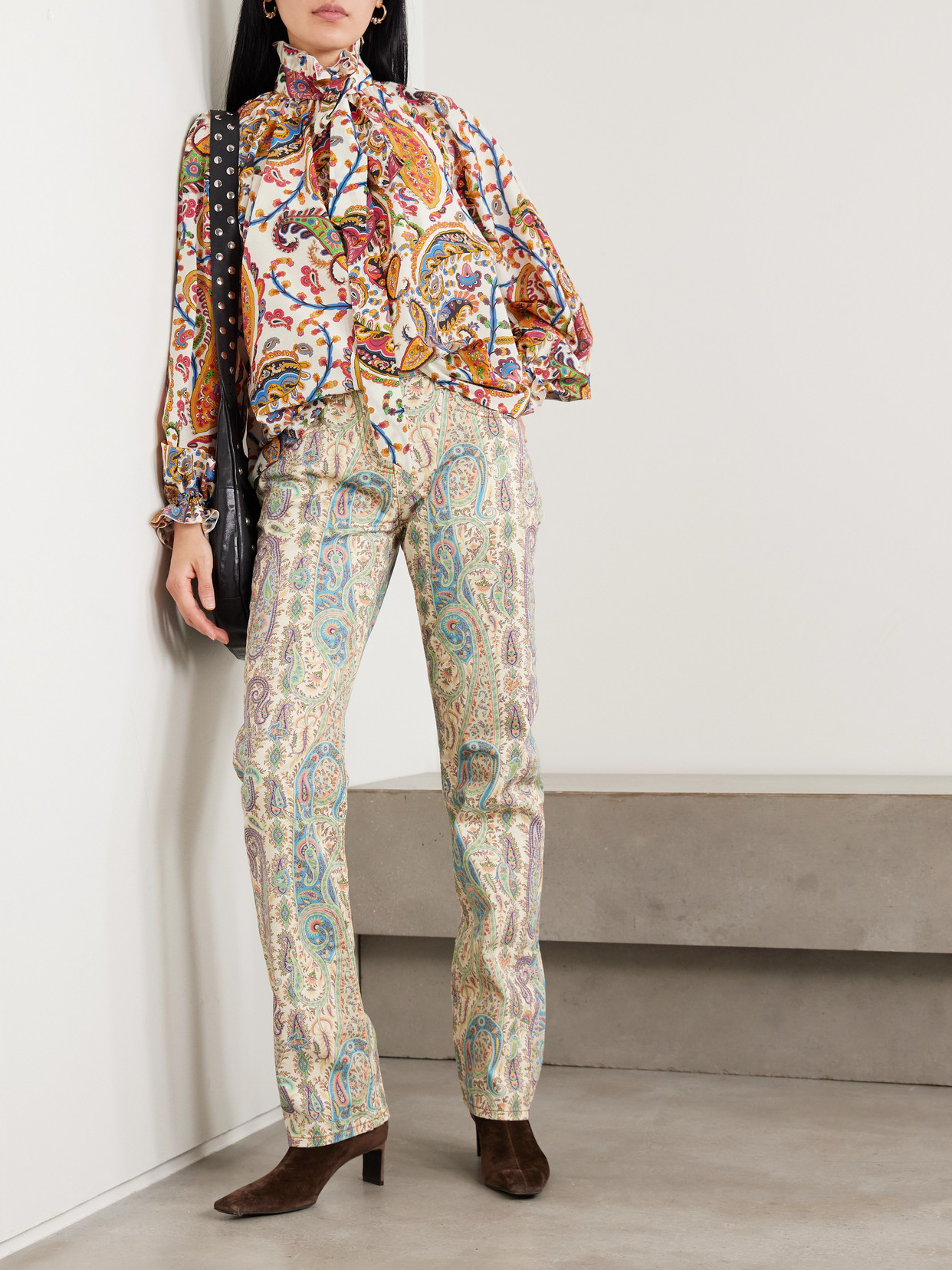 Pussy-Bow Paisley-Print Cotton And Silk-Blend Blouse