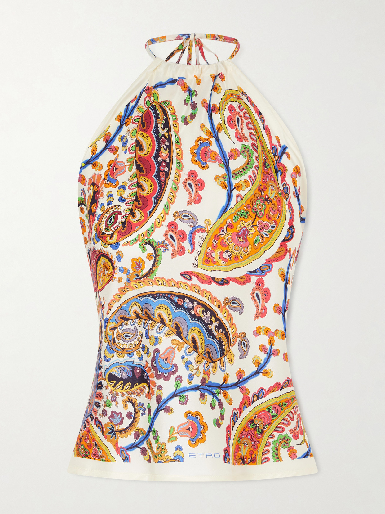 Etro Women Silk Top With American Neckline And Floral Paisley Pattern In Multi