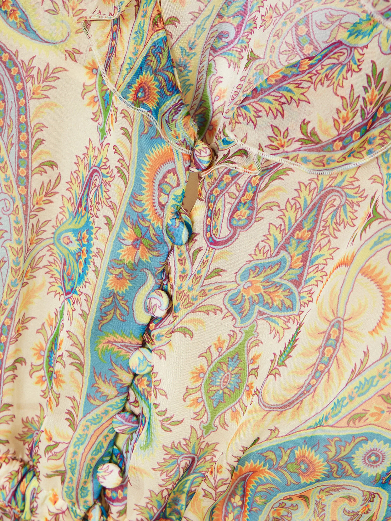 Ruffled Paisley-Print Silk-Chiffon Peplum Blouse