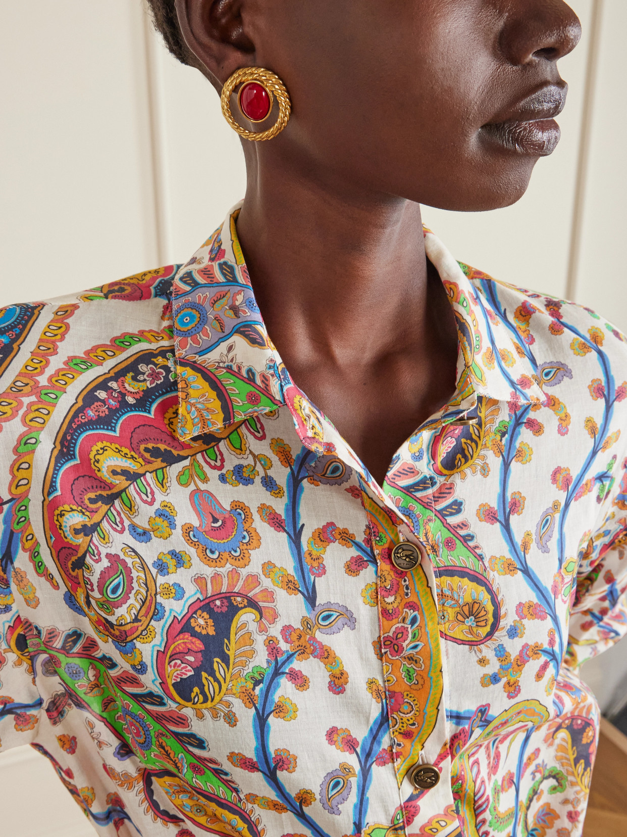 Etro Belted Paisley-print Cotton-voile Midi Shirt Dress In Multi