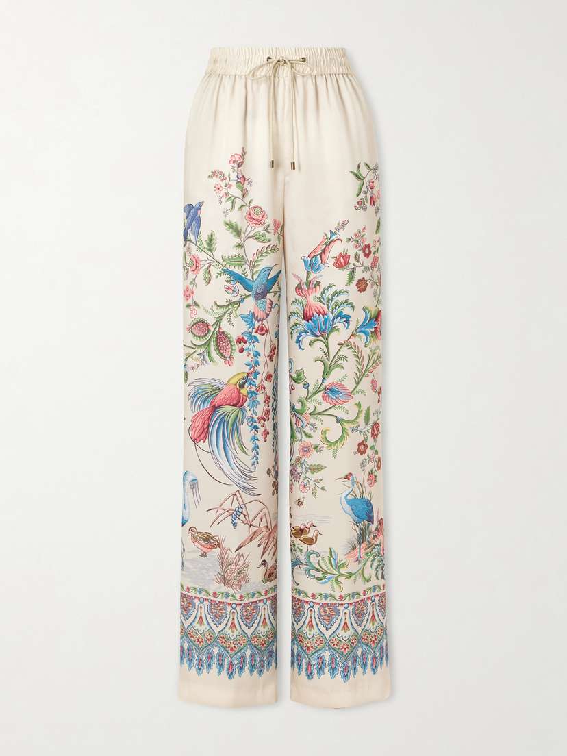 Etro Printed Satin-twill Wide-leg Pants