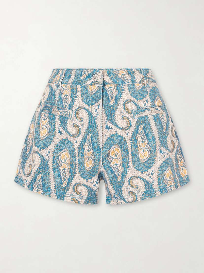 Etro Paisley-print Denim Shorts