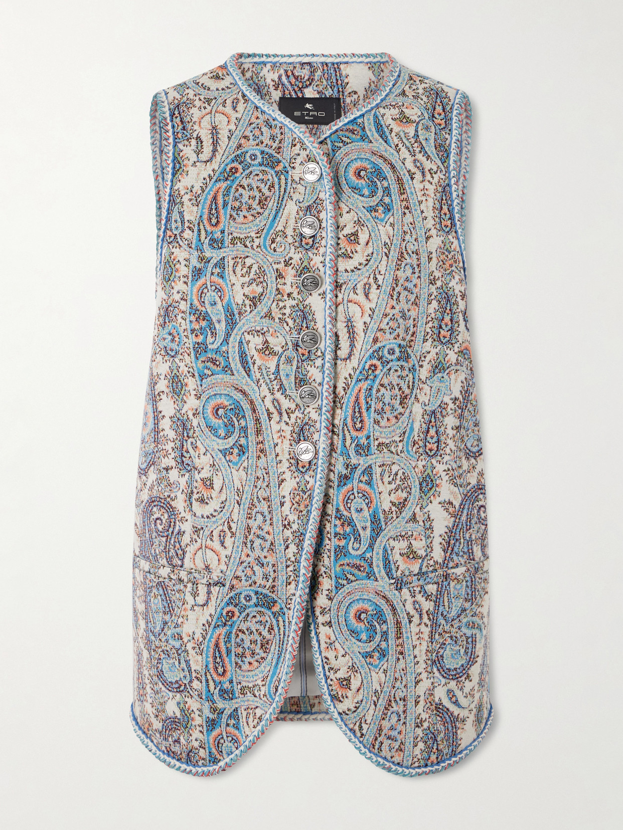 Etro Floral Paisley-motif Jacquard Waistcoat In Neutral