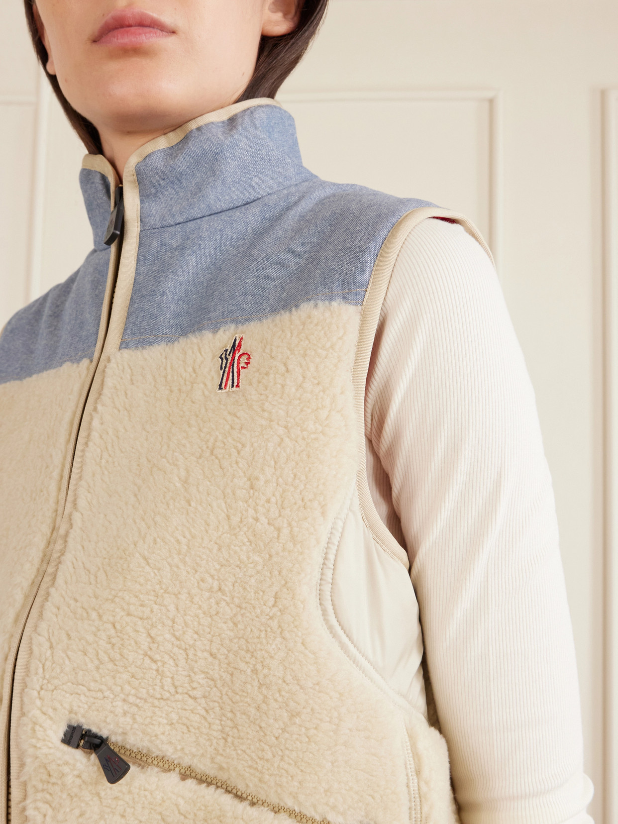 Grenoble - Embroidered Cotton-Blend And Shell-Trimmed Plush Vest