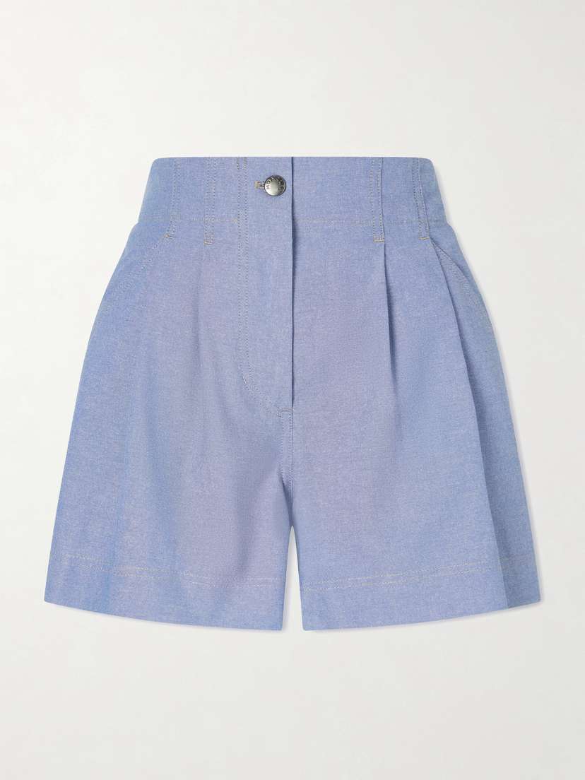 Moncler Grenoble Pleated Cotton-chambray Shorts