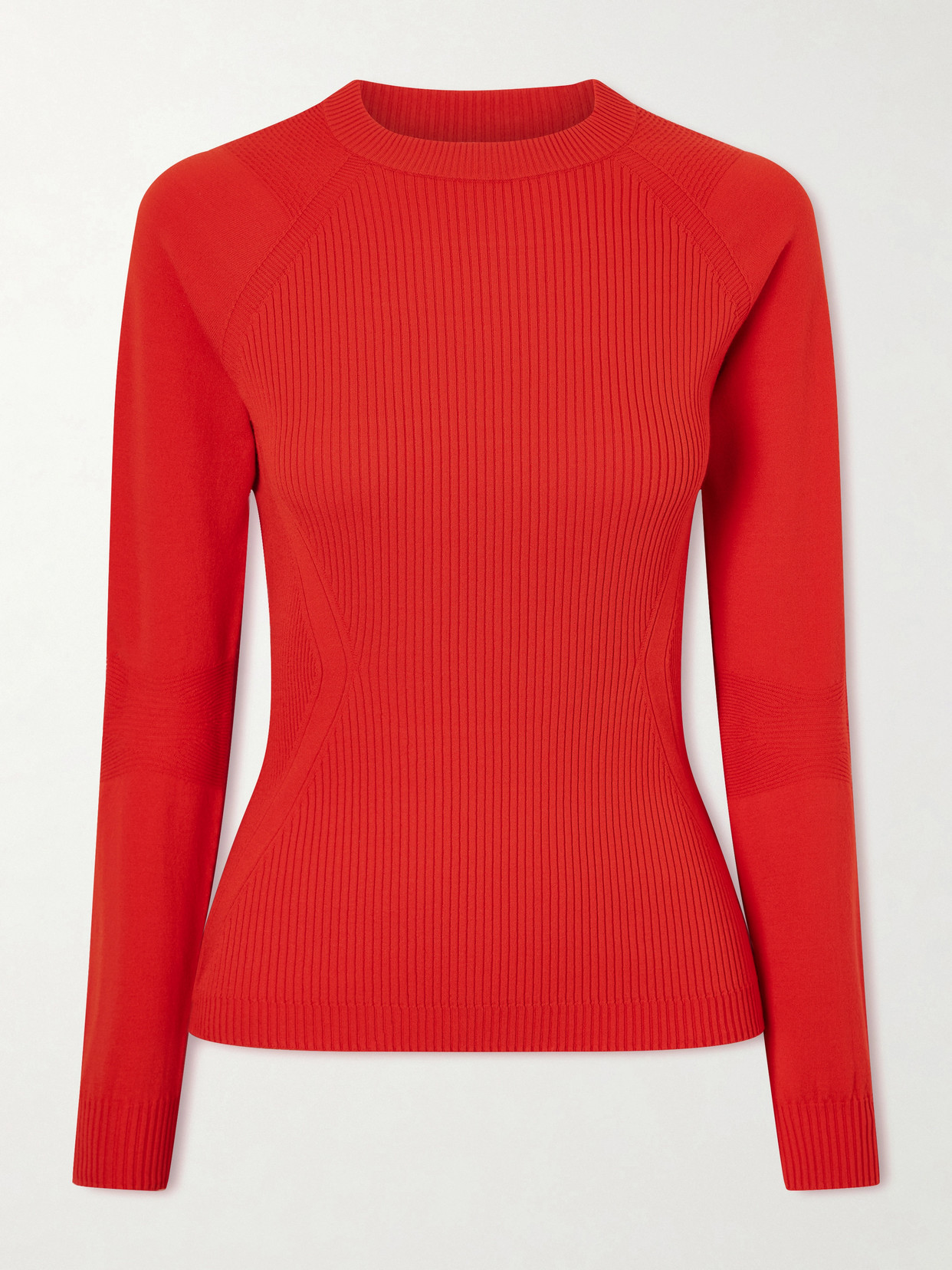 Moncler Appliquéd Ribbed-knit T-shirt In Red