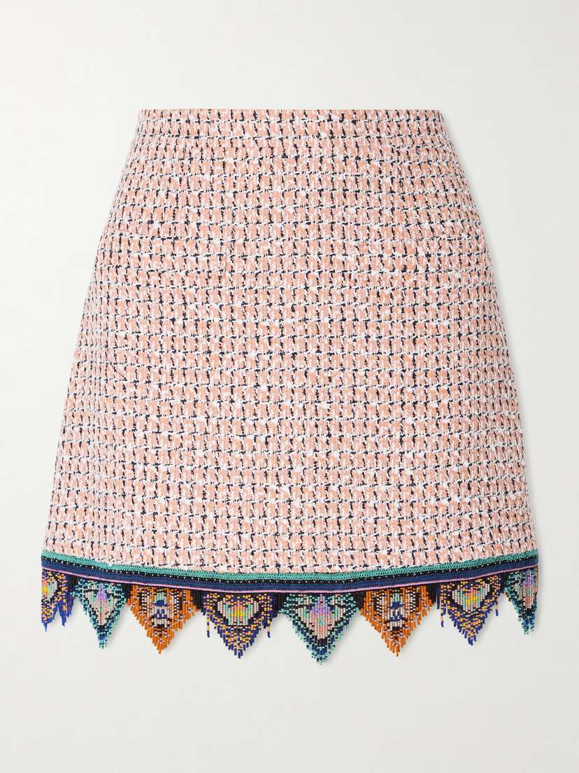 Etro Fringed Embroidered Tweed Mini Skirt