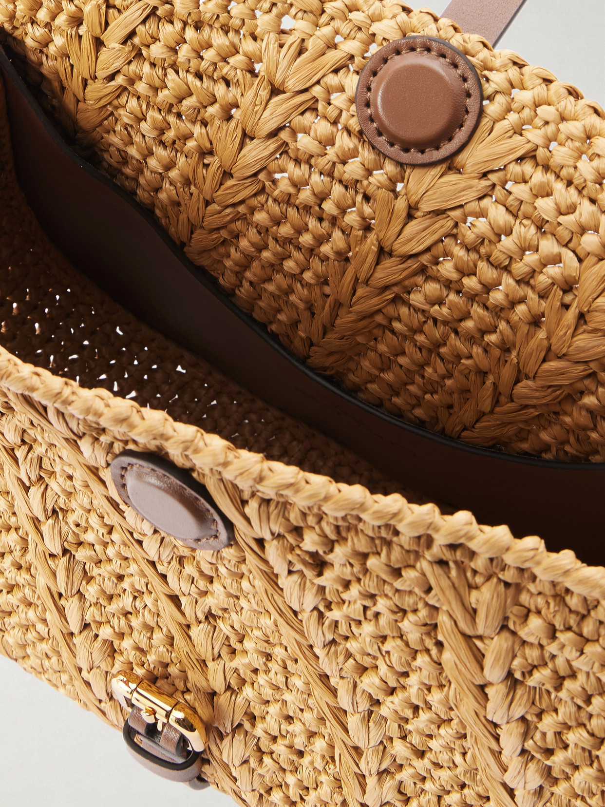 Pony Medium Leather-Trimmed Raffia Shoulder Bag