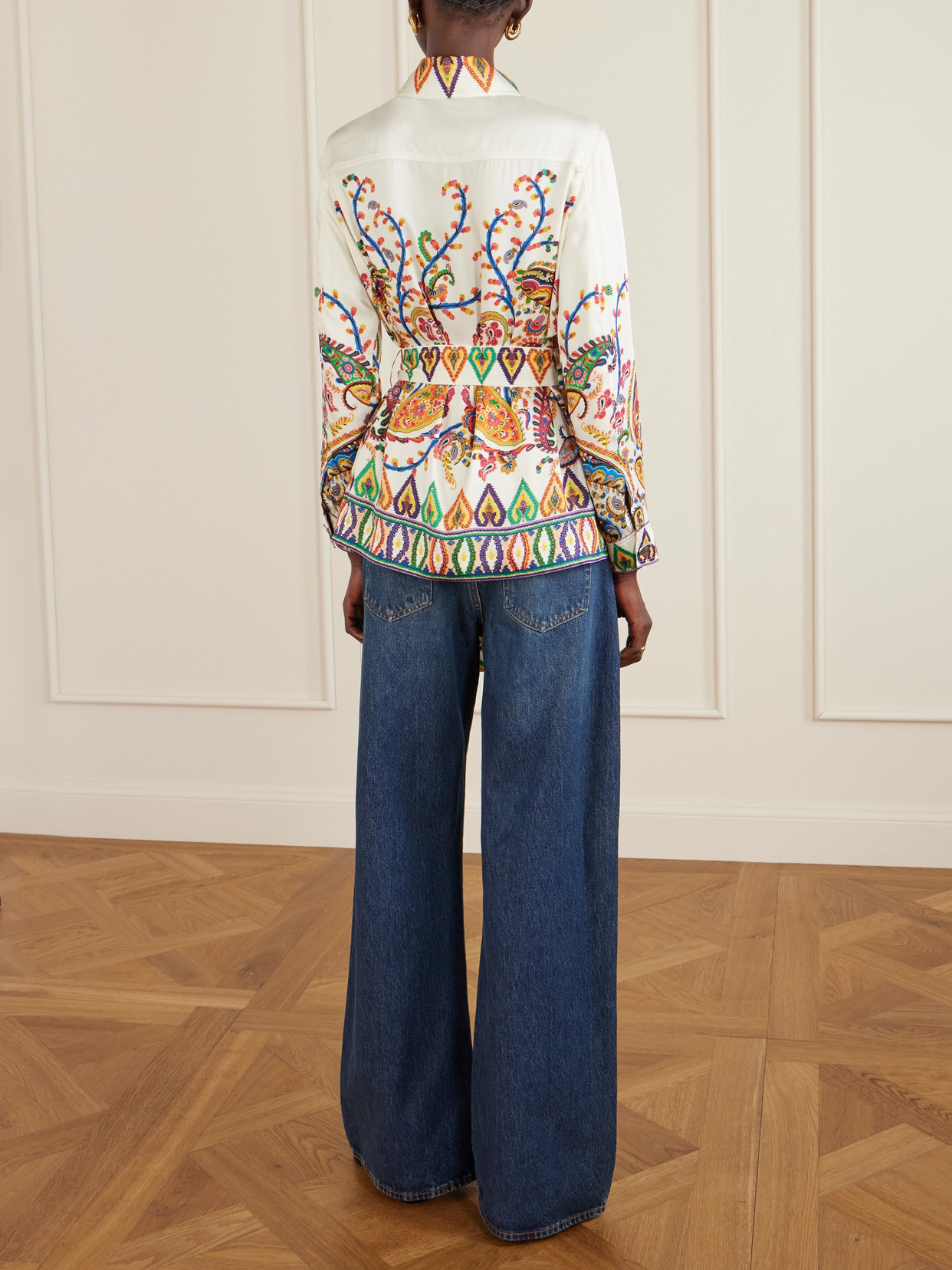 Safari Belted Paisley-Print Satin-Twill Jacket