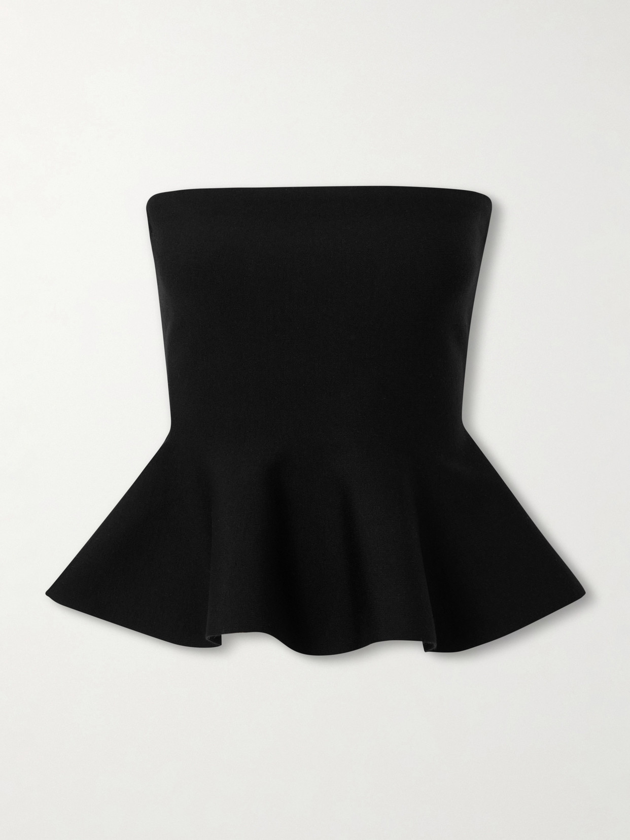 High Sport Eric Strapless Wool-blend Peplum Top In Black