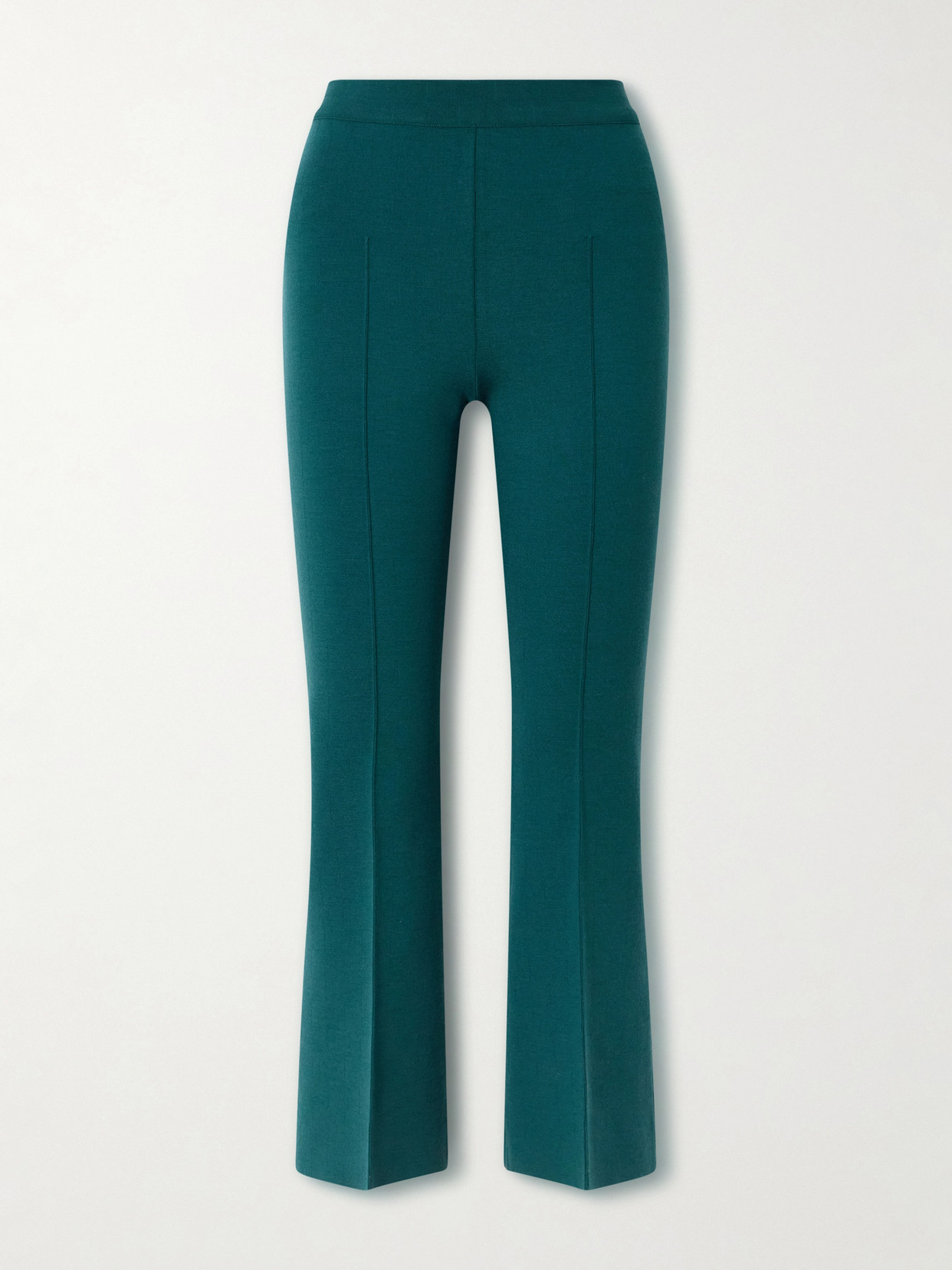 High Sport Kick Cropped Wool-blend Flared Pants In Green