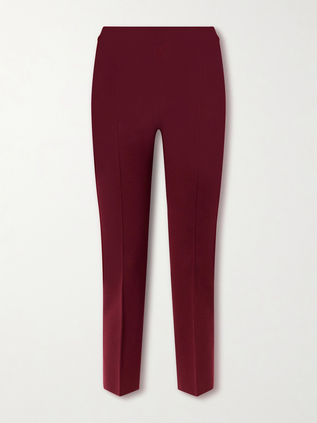 High Sport Louis Cropped Stretch Wool-blend Slim-leg Pants In Burgundy
