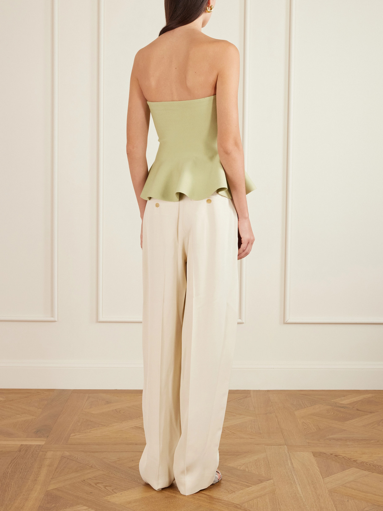 Eric Strapless Wool-Blend Peplum Top