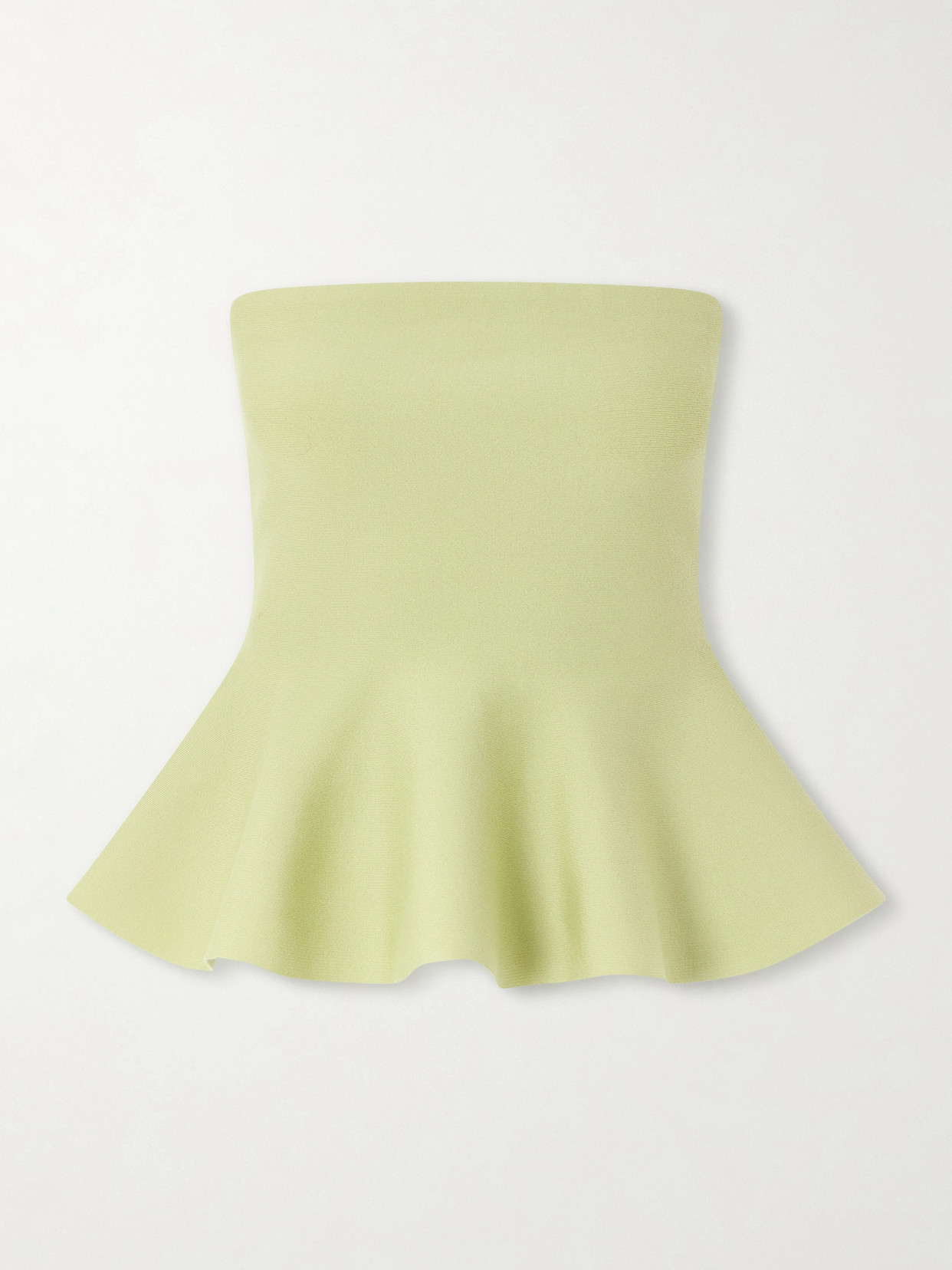 High Sport Eric Strapless Wool-blend Peplum Top In Green