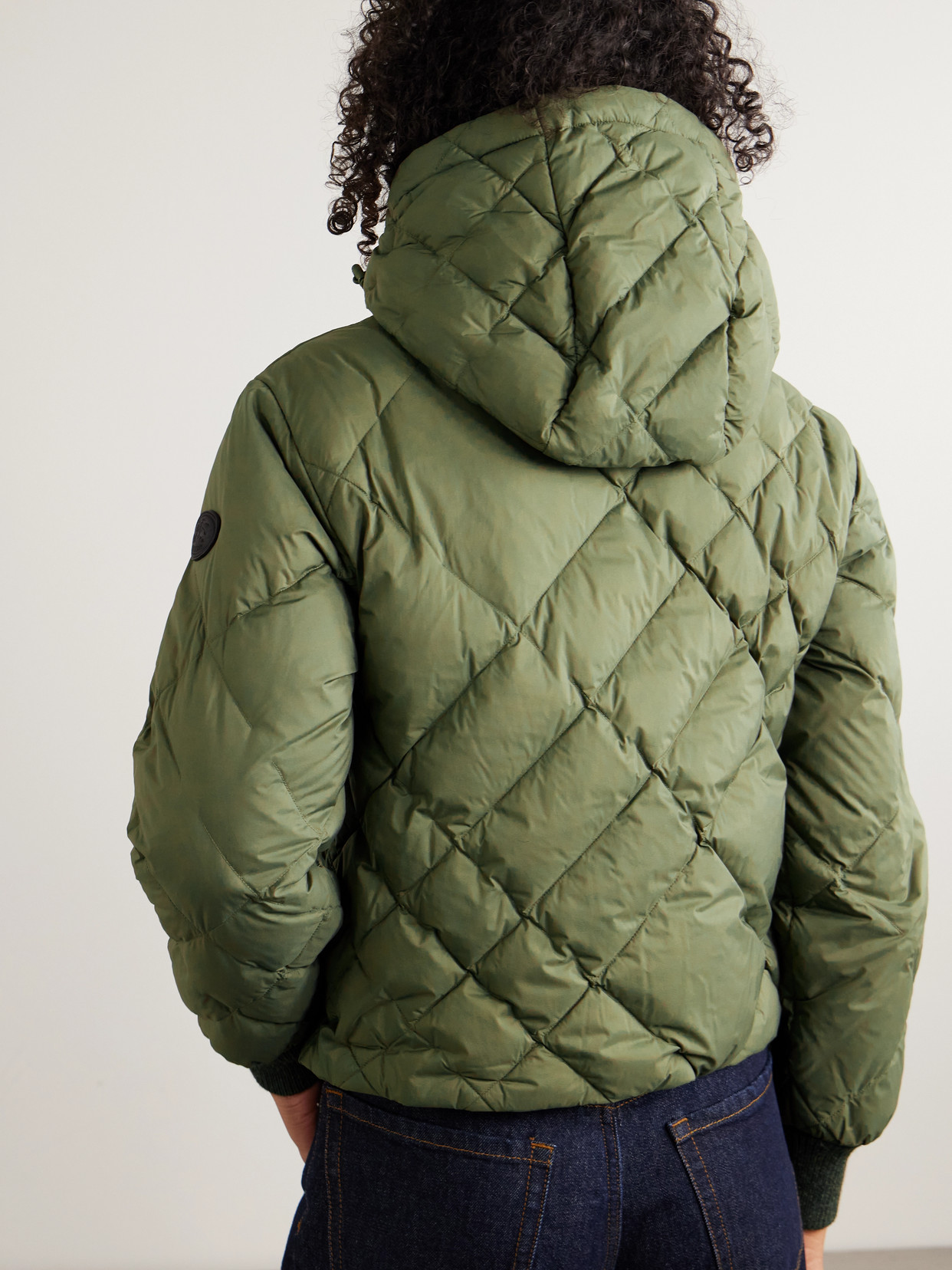 Hooded Appliquéd Leather-Trimmed Padded Quilted Shell Down Jacket