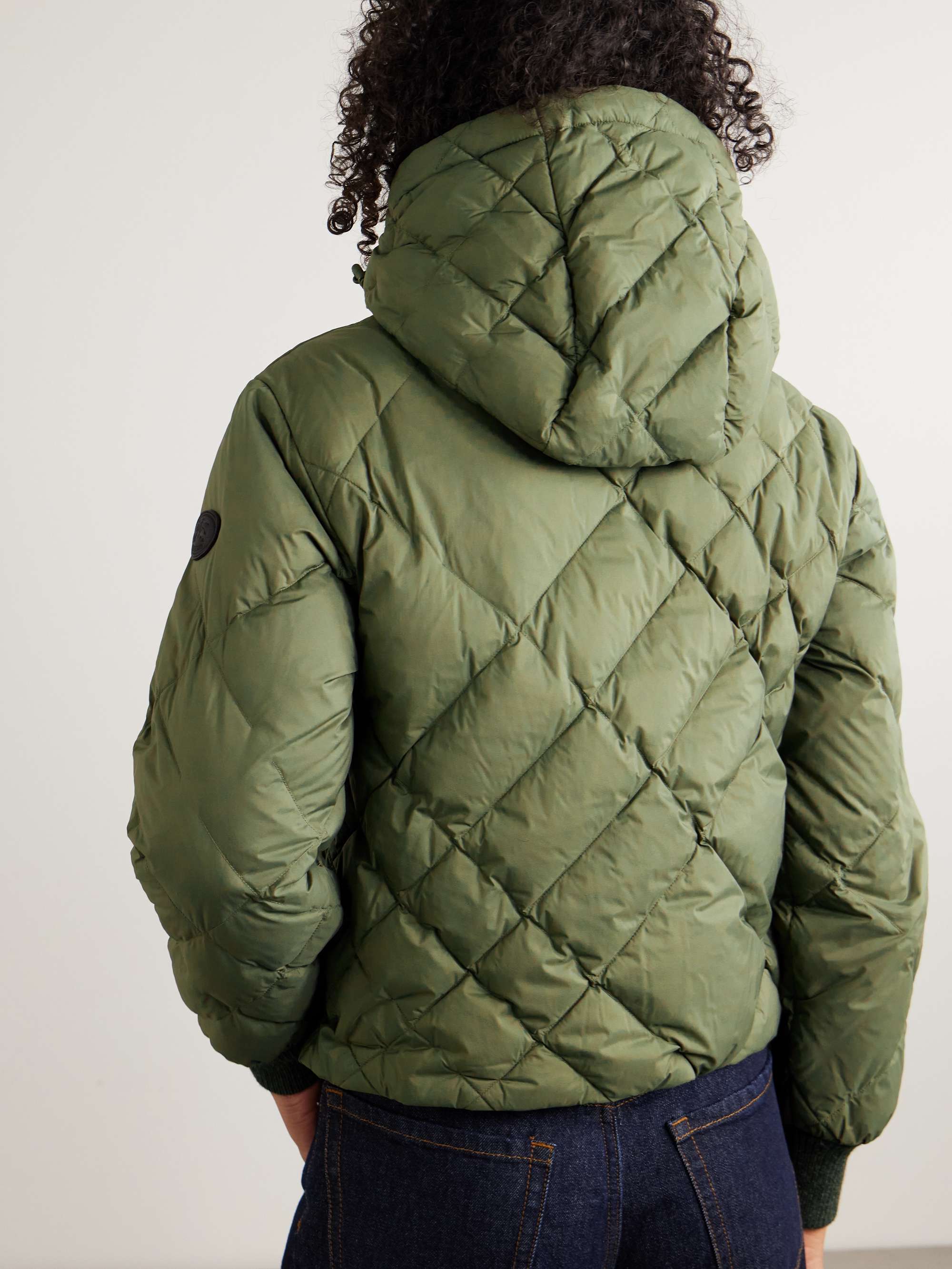 BURBERRY Hooded appliquéd leather-trimmed padded quilted shell